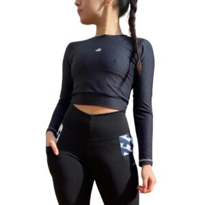 Crop top manga larga Negro (Morley Premium)