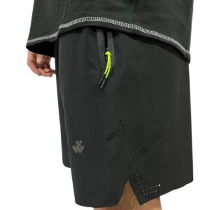 Bermuda de hombre negra detalle amarillo flúor (Microfibra Plana Premium)