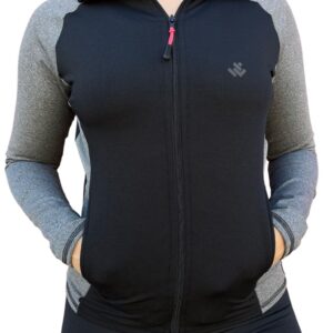 Campera térmica negra y manga gris c/d rosa (Lycra térmica Premium)